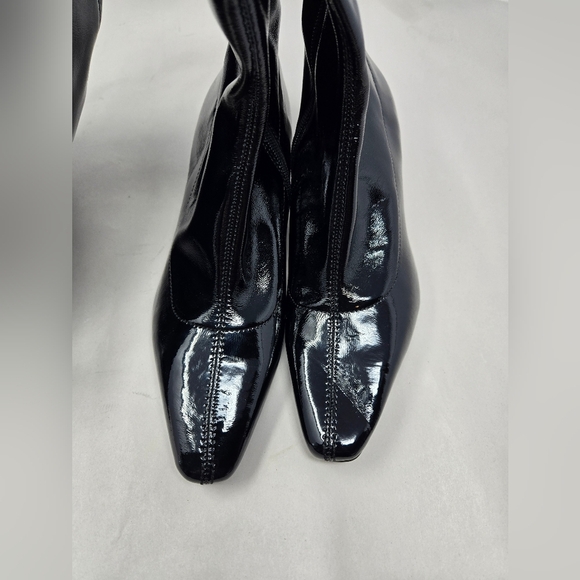Abound Womens Over Knee Black Vinyl Look Boots Sz 6.5M Kitten Heel Sleek Luster - Picture 5 of 13